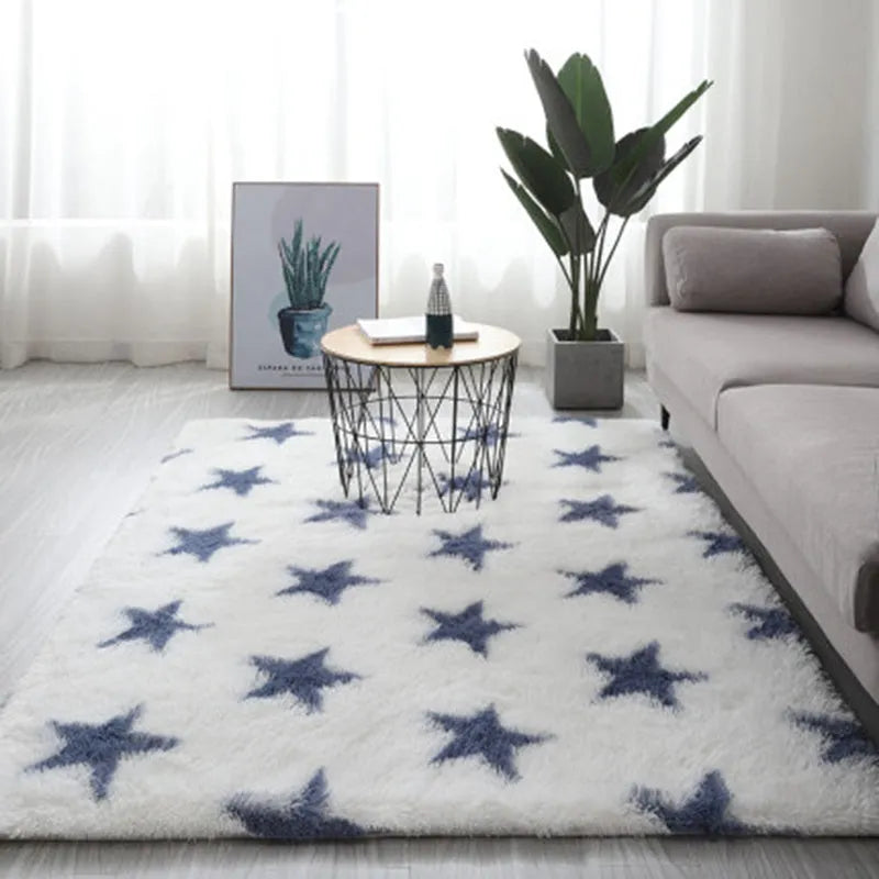 Long pile tie-dyed gradient polyester carpet showing abstract colour transition