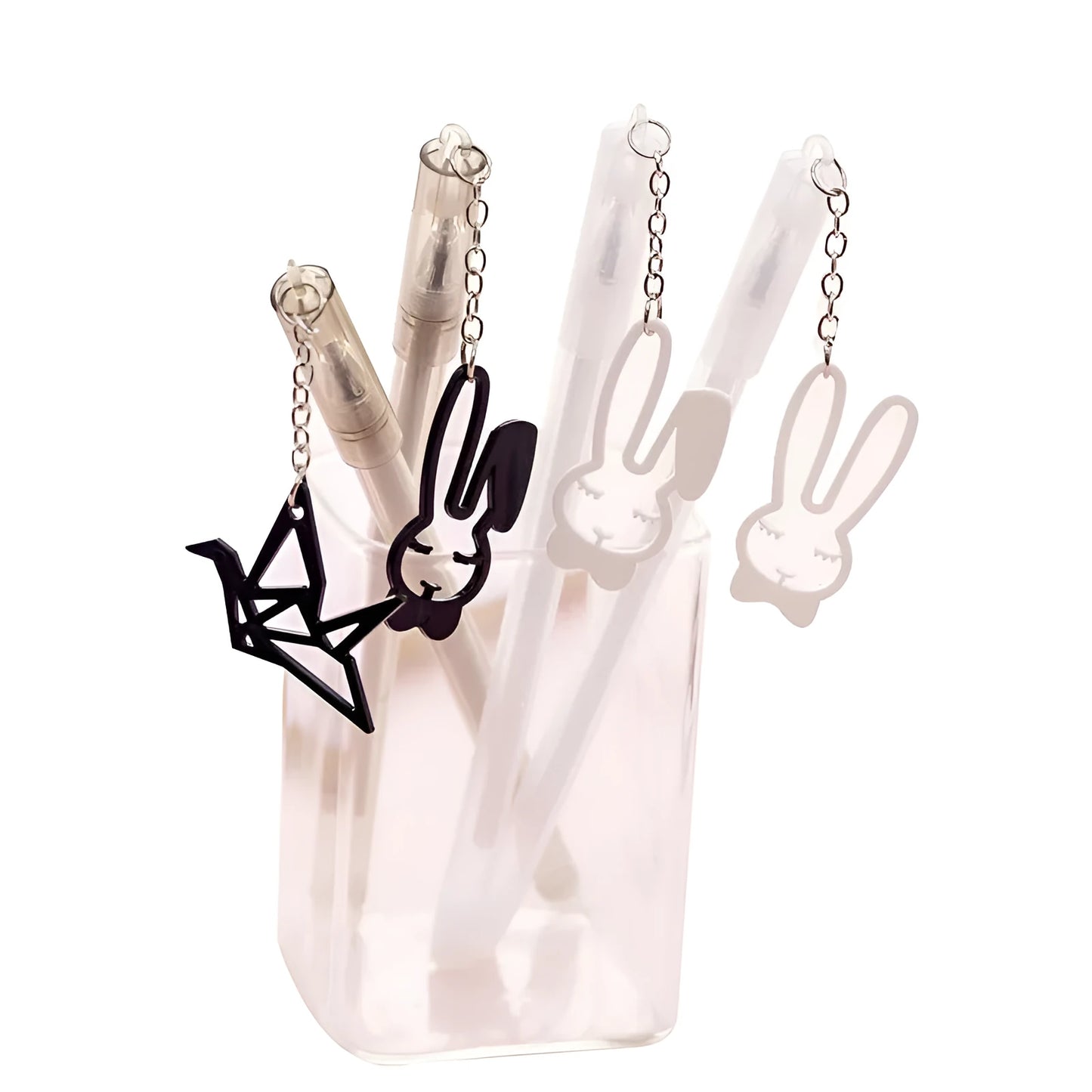 Paper crane rabbit pendant gel pen with 0.38mm tip and 17cm plastic shell