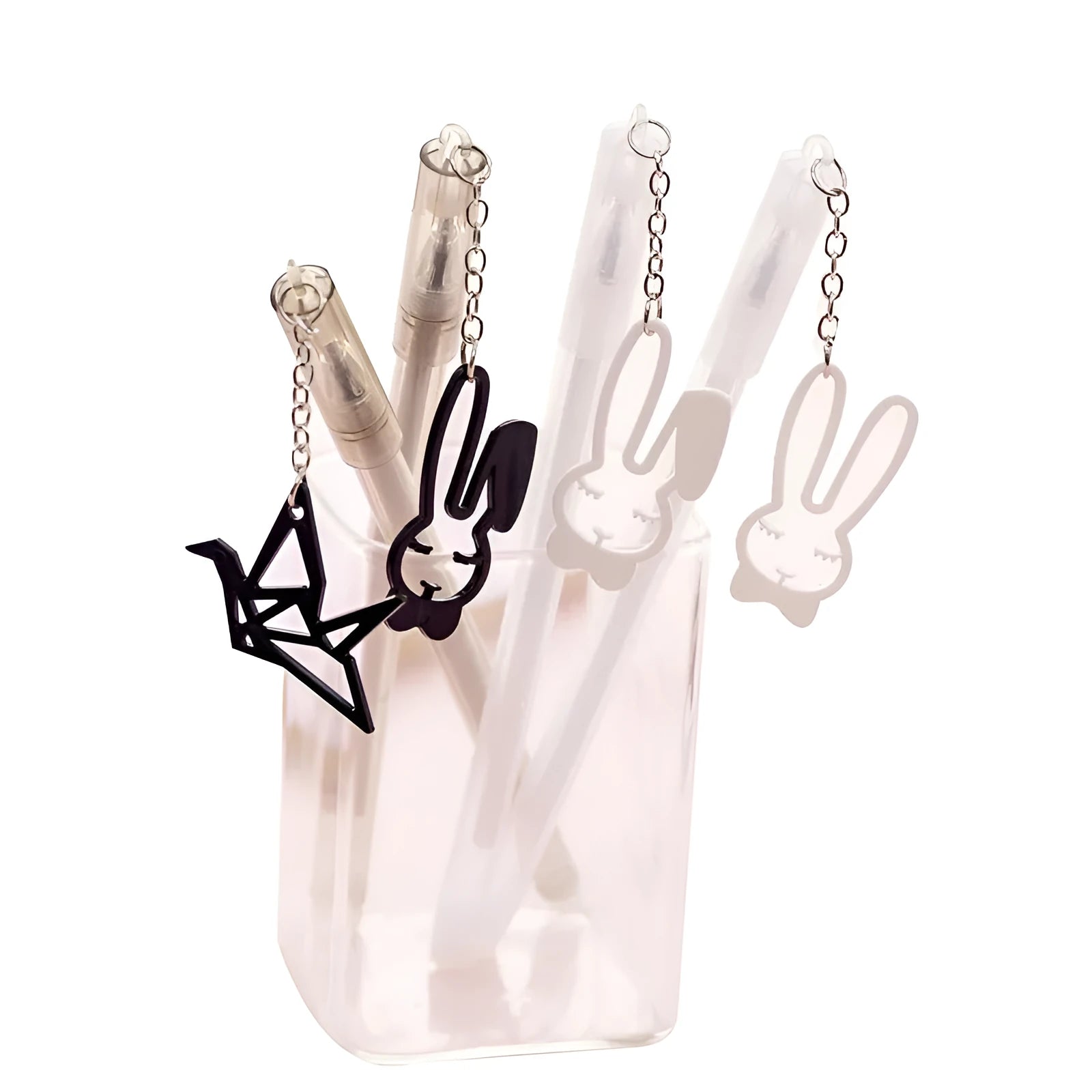 Paper crane rabbit pendant gel pen with 0.38mm tip and 17cm plastic shell