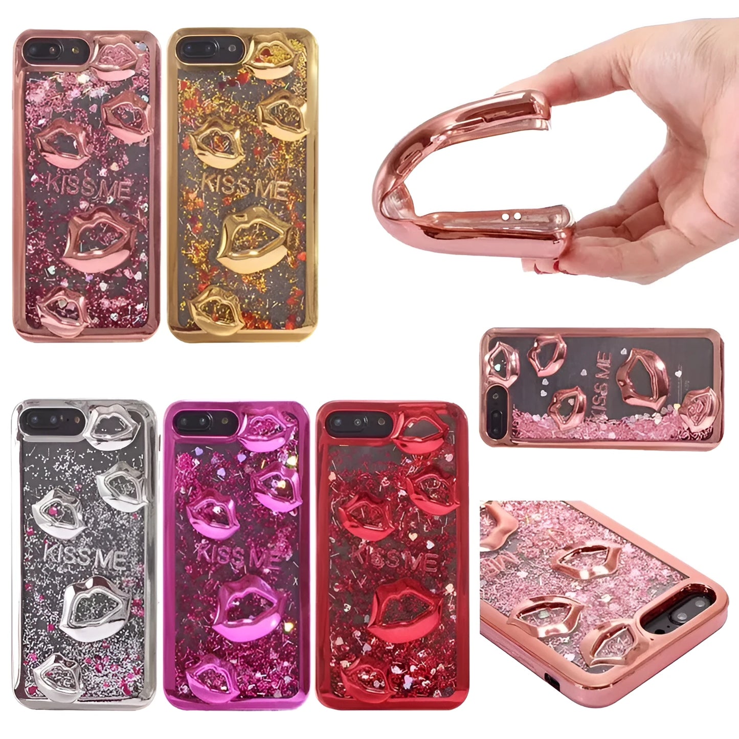 Huawei smartphone back cover with a raised 3D lips design in pink TPU material.
