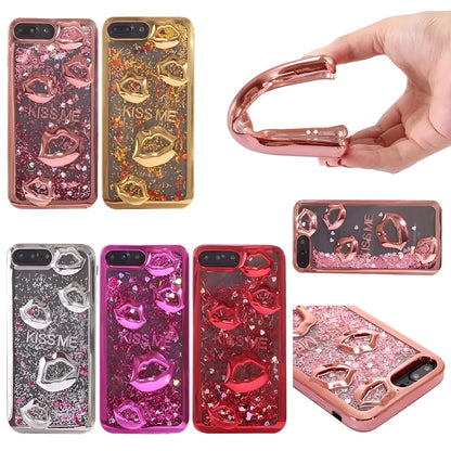 Huawei smartphone back cover with a raised 3D lips design in pink TPU material.