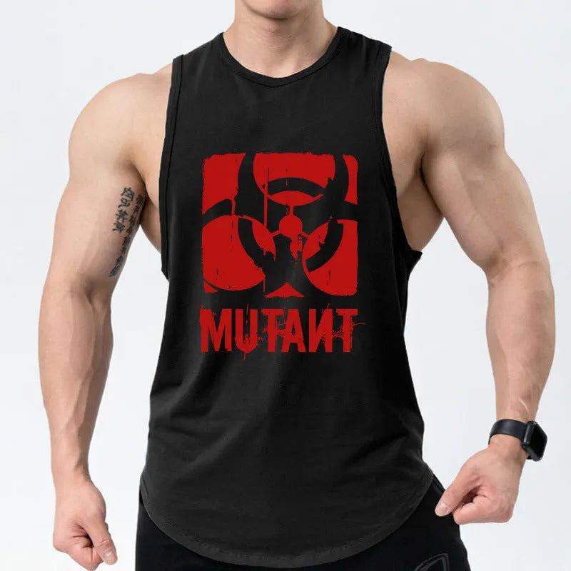Loose fit sleeveless workout tank top vest in a selection of graphic colour designs.