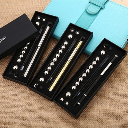 Modular magnetic pen with erasable ink, stress-relieving fidget features, and interchangeable components