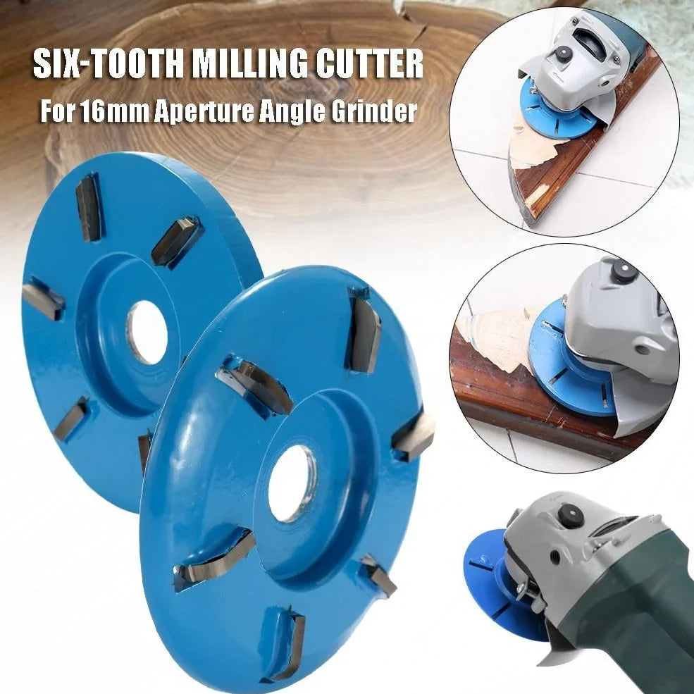 Meterk six-tooth wood carving disc for angle grinders with 16mm aperture and 90mm diameter