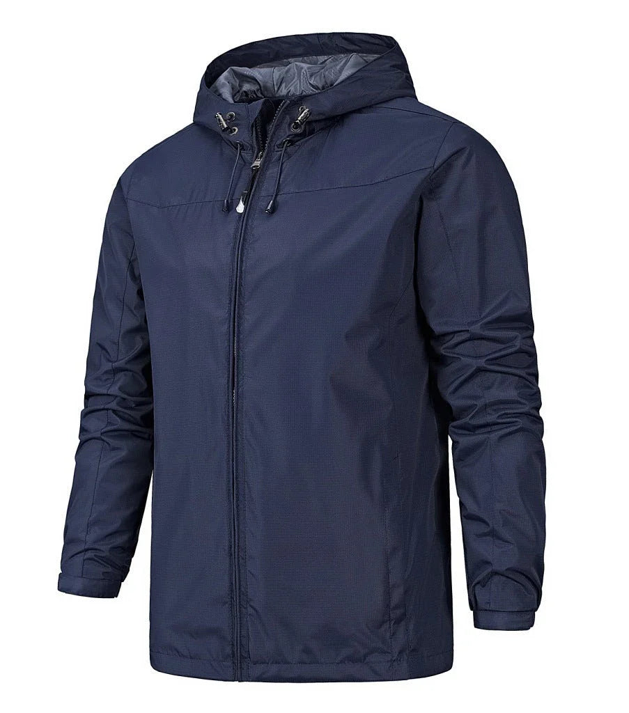 A premium all-weather mountaineering jacket made of durable polyester fabric with various color options and size ranges for outdoor adventures.
