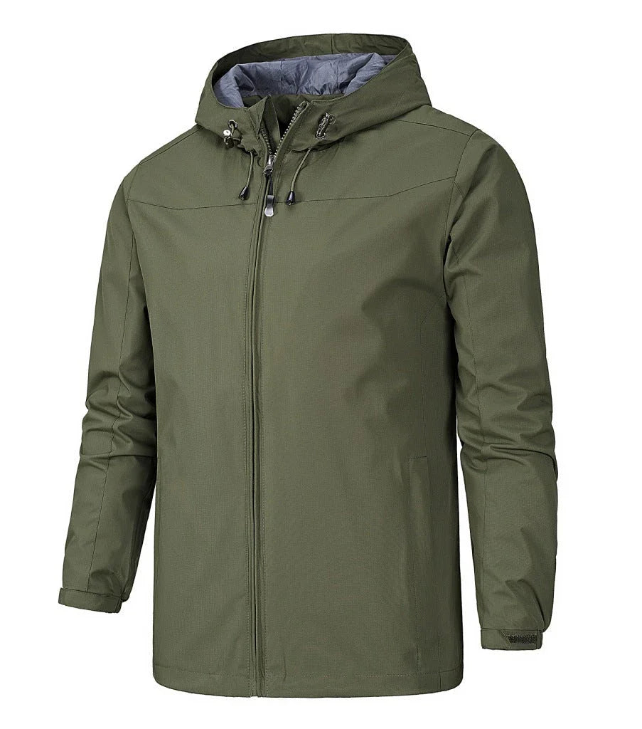 A premium all-weather mountaineering jacket made of durable polyester fabric with various color options and size ranges for outdoor adventures.