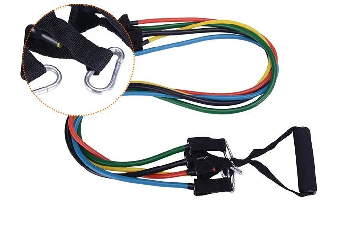 Adjustable resistance bands for full-body toning and strength training at home, featuring various resistance levels and soft foam handles