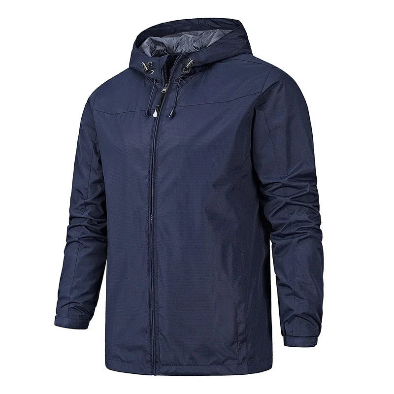 A premium all-weather mountaineering jacket made of durable polyester fabric with various color options and size ranges for outdoor adventures.