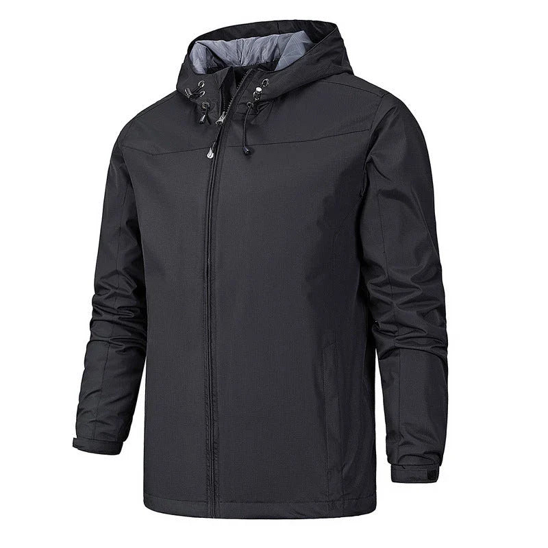 A premium all-weather mountaineering jacket made of durable polyester fabric with various color options and size ranges for outdoor adventures.