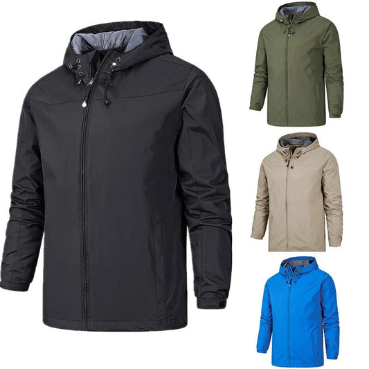 A premium all-weather mountaineering jacket made of durable polyester fabric with various color options and size ranges for outdoor adventures.