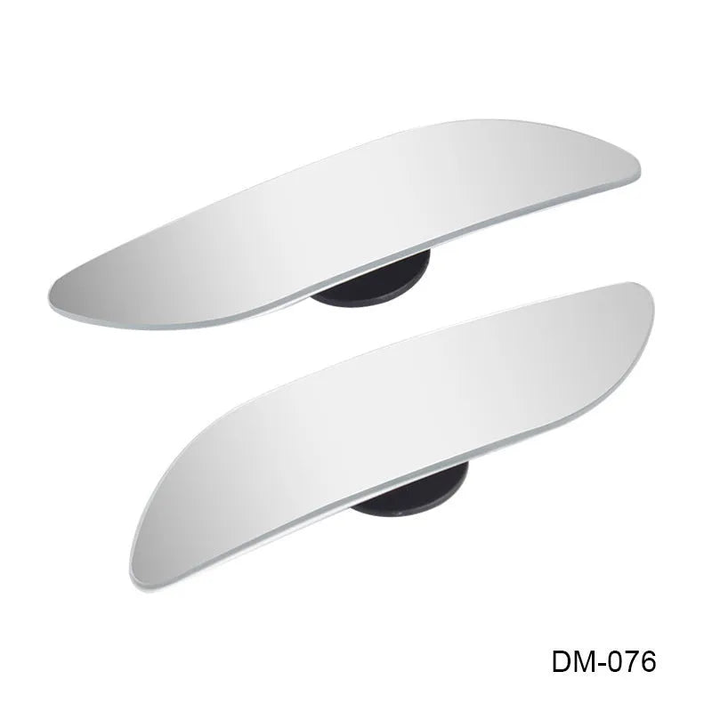 Glass adjustable blind spot rearview mirror with sponge adhesive backing for car installation.