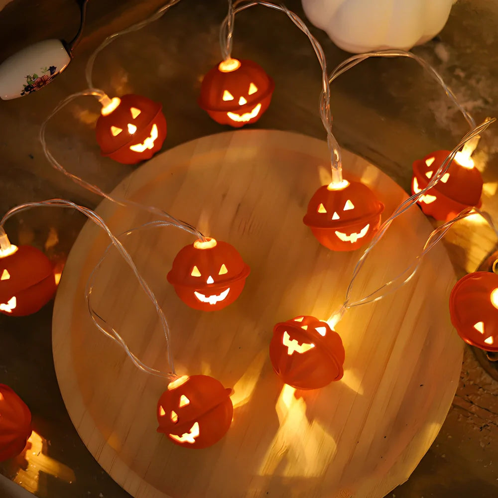 Halloween pumpkin decorative lights with warm white LEDs in iron shells for outdoor seasonal displays