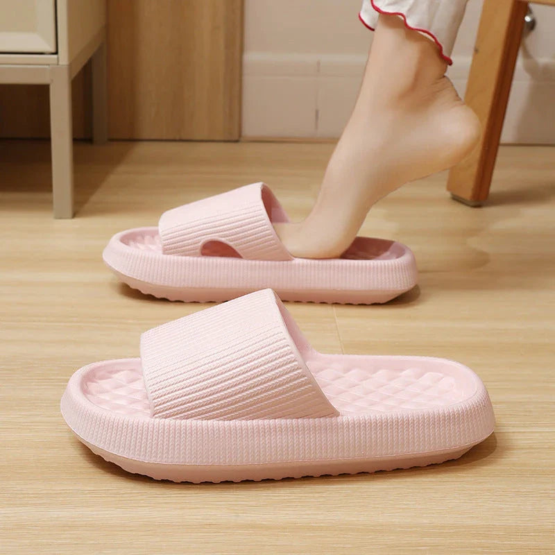 Comfortable and stylish EVA flip flops in various colors with unique rhombus stripe design