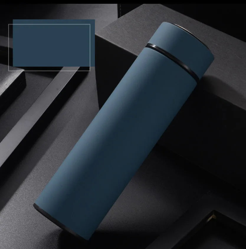 450ml stainless steel vacuum water bottle in black with arrow-shaped lid, showing double wall insulation.