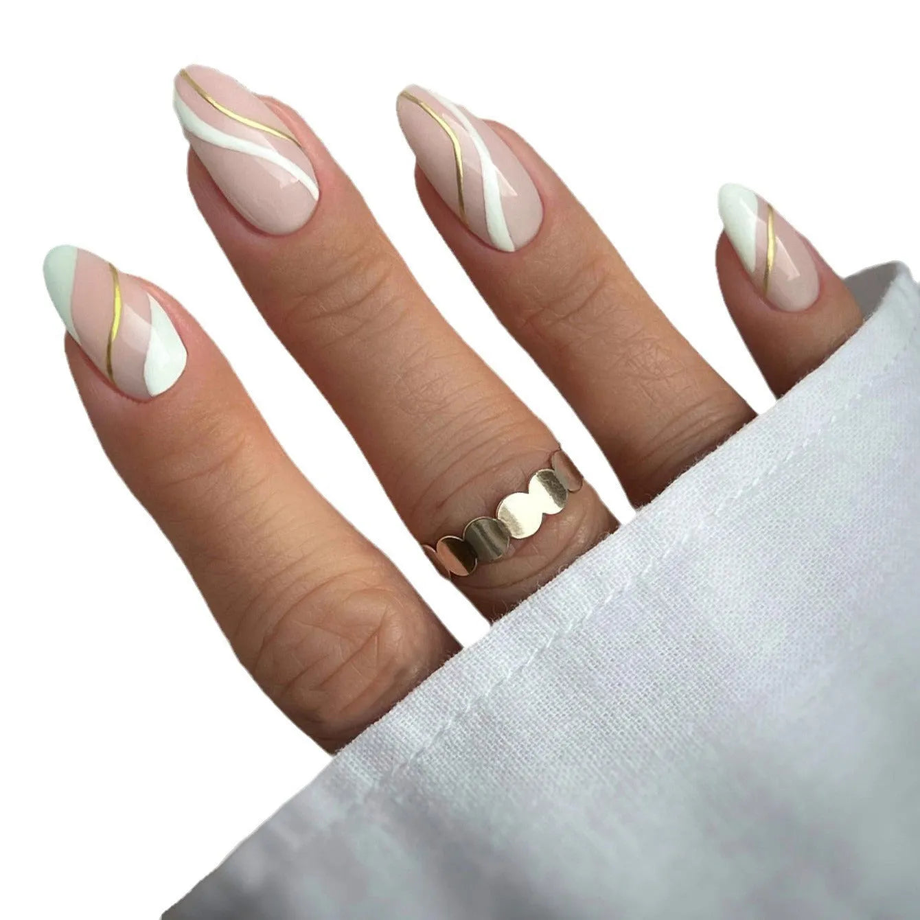 Medium drop shape plastic wearable nail stickers with plaid pattern in jelly glue colour