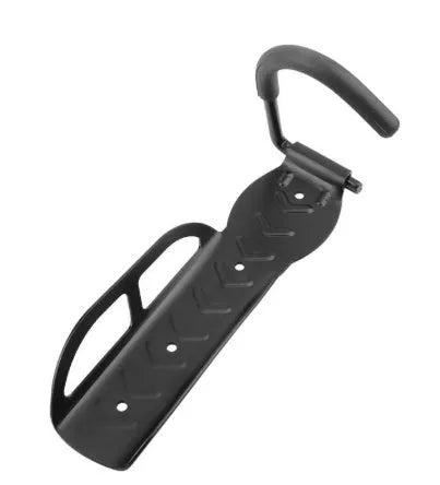 Black stainless steel wall mount bike rack with sponge-covered hook, 260x130x70mm, 30 kg capacity