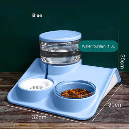 Automatic Feeder Water Fountain for pets with 1.8L capacity and non-plug-in design