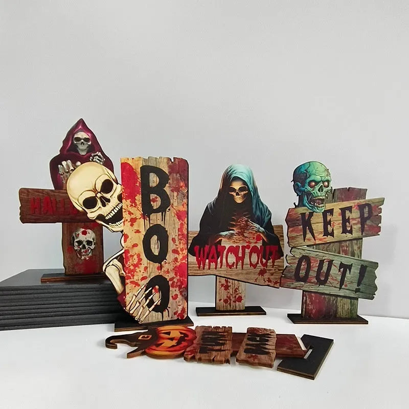Wooden European style retro creative Halloween tabletop ornament decoration
