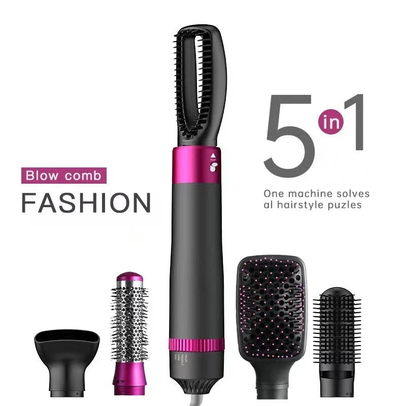 Professional 5-in-1 Hair Dryer Brush in Dyson Grey with multiple brush attachments