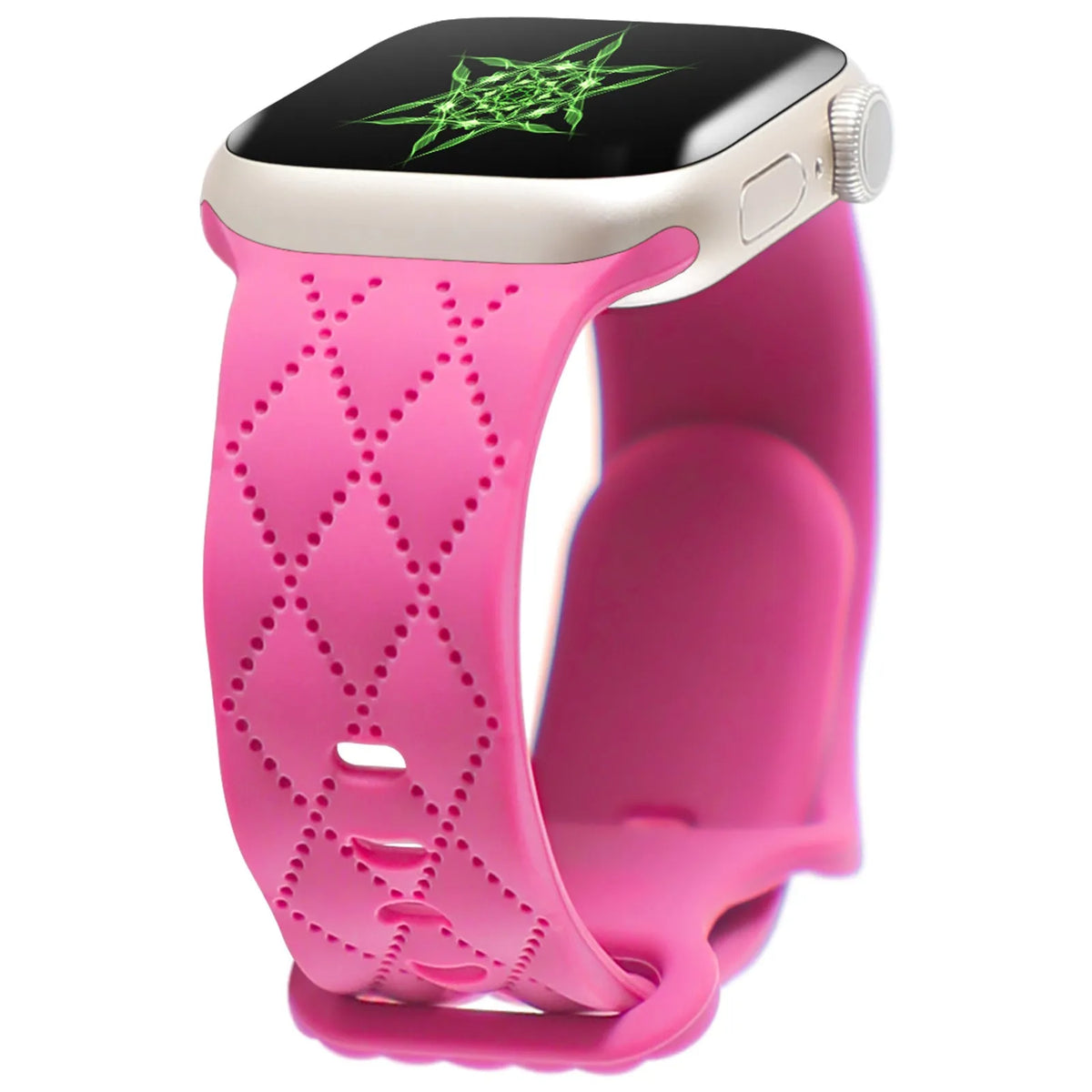 Silicone Apple Watch strap with butterfly buckle, shown in black, 38/40/41mm size