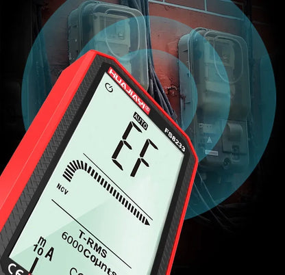Large screen digital multimeter with automatic ranging in black colour, handheld design for electrical testing