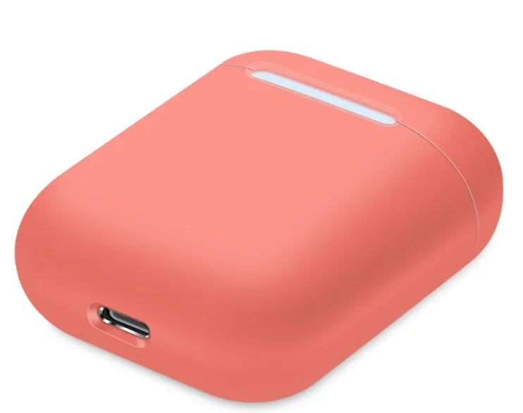 Soft silicone protective case for Apple AirPods charging box in various solid colours.