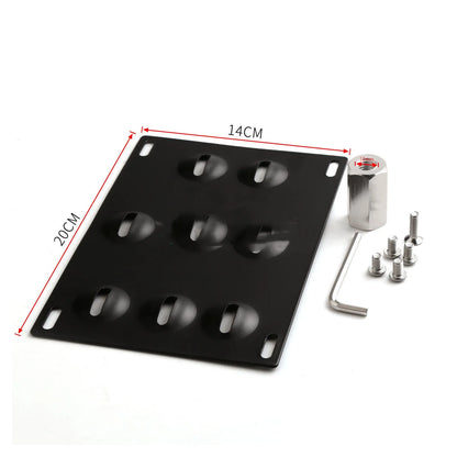 American licence plate frame with trailer hook for car modification on vehicle