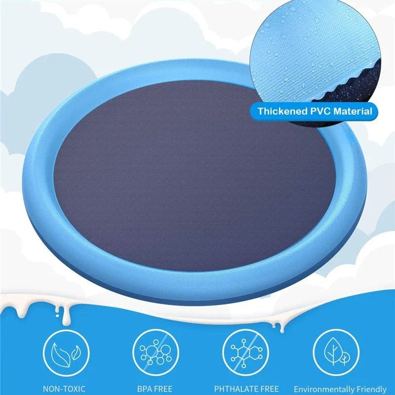 Splash Pad for Kids and Pets: Backyard Water Fun, Non-Slip, Meets Safety Standards, Versatile and Portable Design