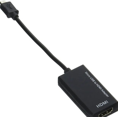 Black DisplayPort to HDMI adapter cable with 12cm length and micro USB connector for smartphone TV connection