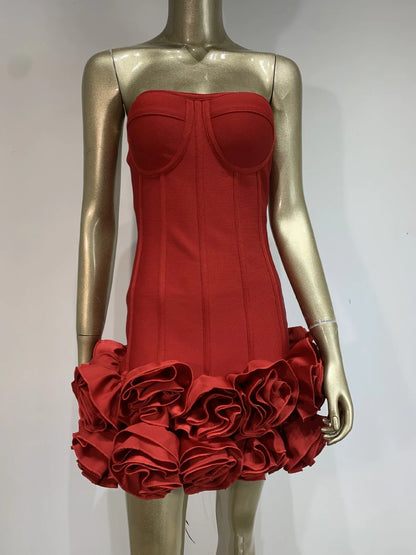 Women's solid colour mid waist polyester dress in red, white and black colour options