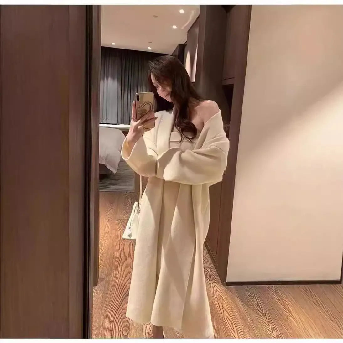Women's knitted cardigan dress and coat suit in free size with flocked texture, available in multiple colours