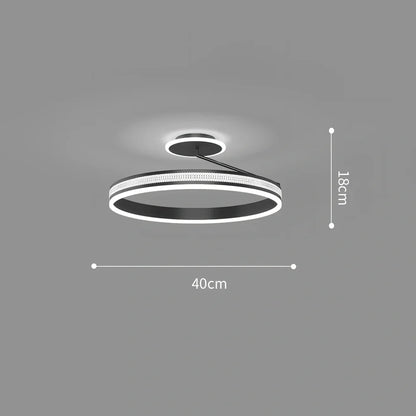 Modern circular ceiling light with iron body and PMMA lampshade in black finish