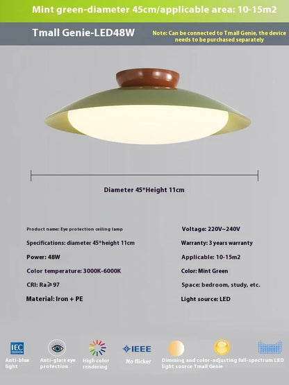 Flying saucer ceiling lamp in cream style with iron shade, available in 25cm or 45cm diameter and six colours
