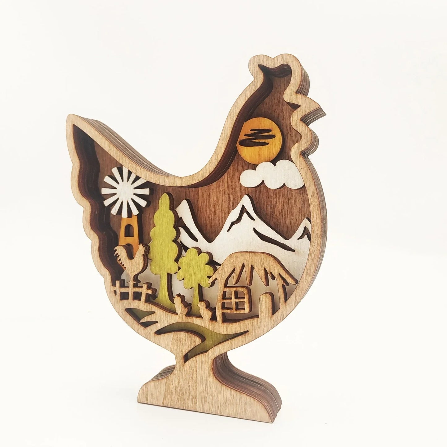 Boxwood animal home decoration with natural wood texture and detailed carving