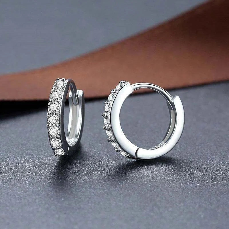 Elegant sterling silver diamond needle earrings for women