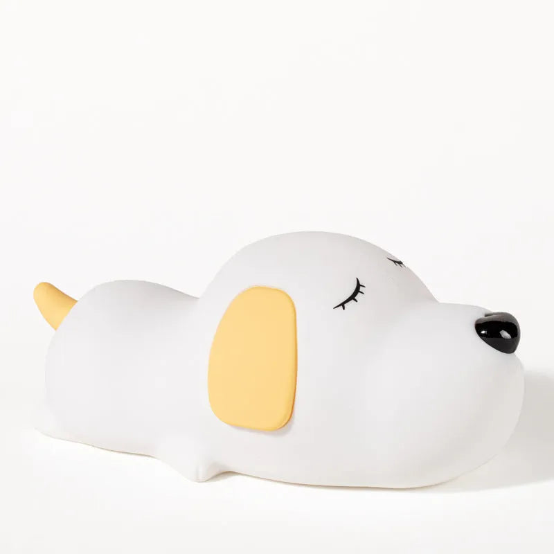 Cartoon two-colour cute dog silicone night lamp with USB charging cable