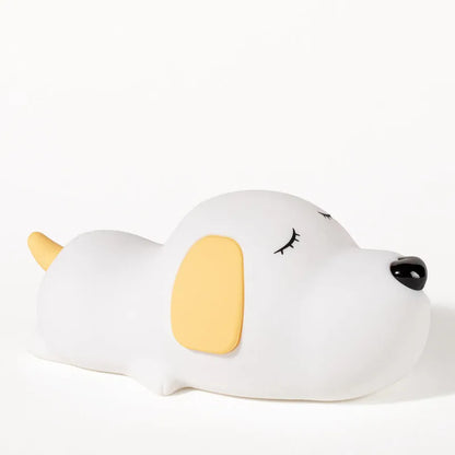 Cartoon two-colour cute dog silicone night lamp with USB charging cable