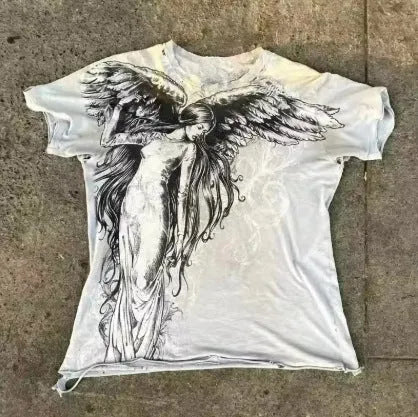 Men's gothic cartoon pattern short sleeve t-shirt in HQ929 colour, polyester leisure wear