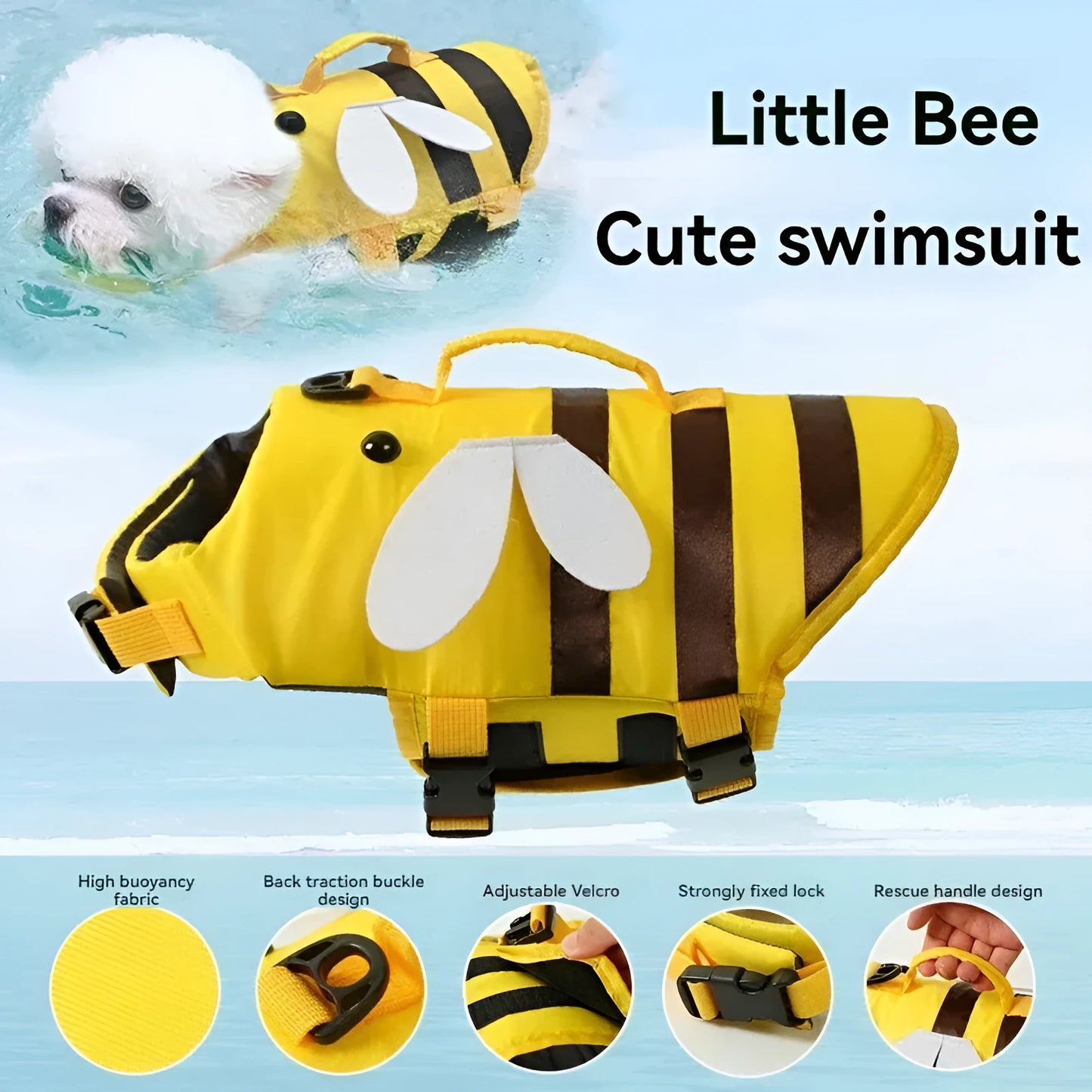 Green dog life vest with reflective panels and adjustable straps for swimming safety