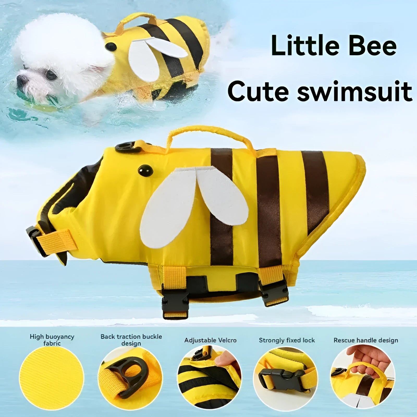 Green dog life vest with reflective panels and adjustable straps for swimming safety