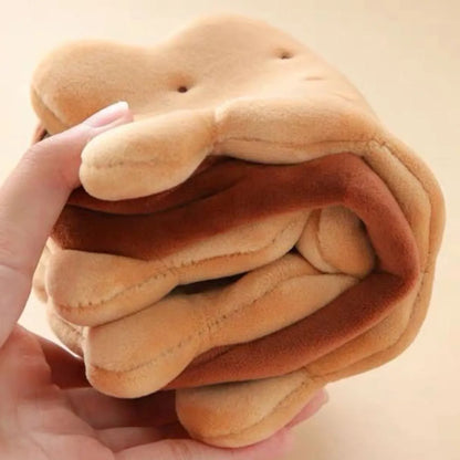 Plush sandwich biscuit pencil case and cookie coin purse in cartoon style, two colour options