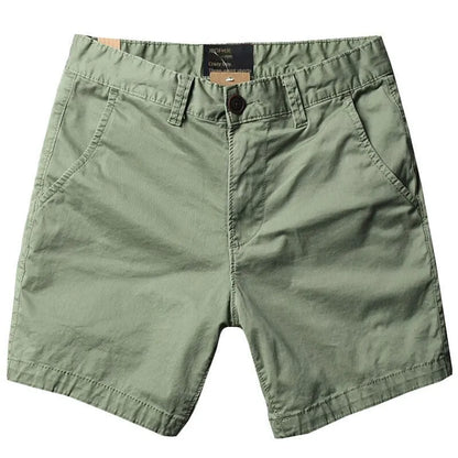 Men's pure cotton loose-fitting straight-leg shorts in a camouflage green colour.