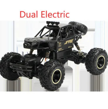 Four-wheel drive remote control car with 2.4G wireless controller on rough terrain