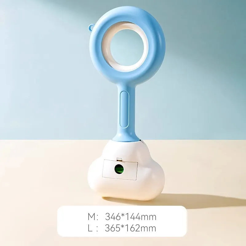 White blue dog pooper scooper with cloud-shaped jaw and ABS plastic construction