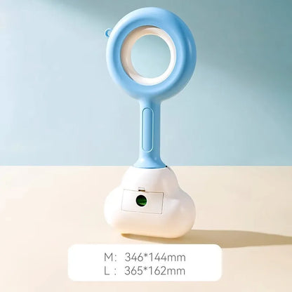 White blue dog pooper scooper with cloud-shaped jaw and ABS plastic construction