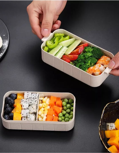 Eco-friendly wheat straw lunch box with flexible lock seal, microwave-safe