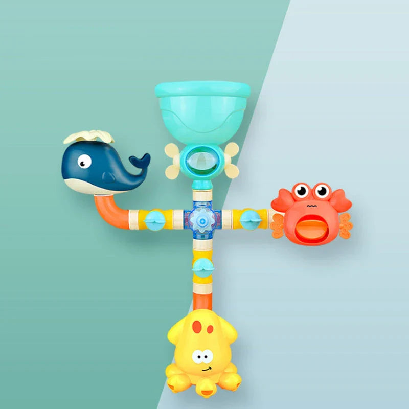 Cheerful elephant-shaped bath spray toy with adjustable 360-degree water spray for kids' fun and sensory development during bath time