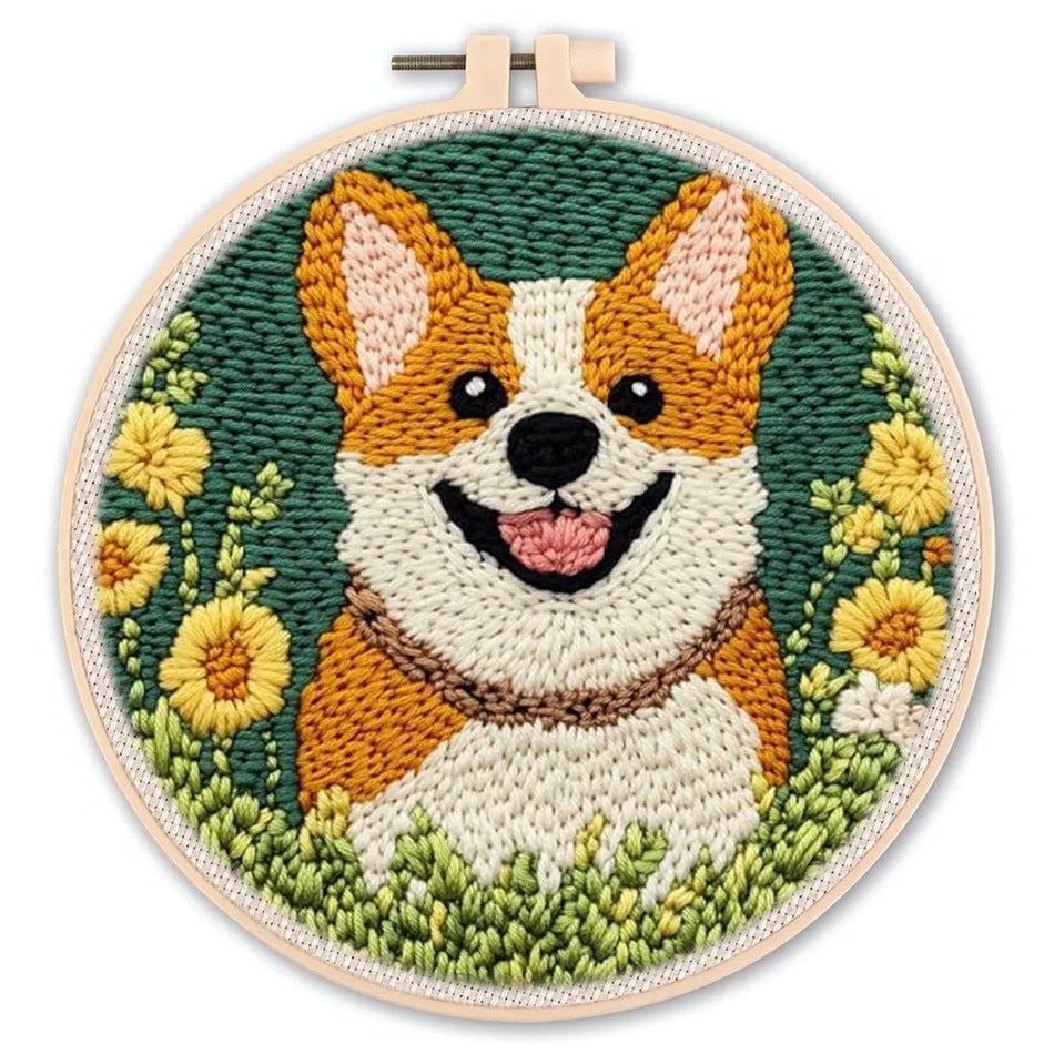 20 cm embroidery DIY material kit for cross stitch and poke embroidery projects in five colour options