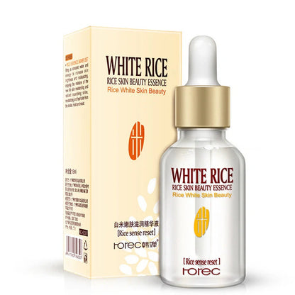 15ml bottle of White Rice Rejuvenating Moisturising Essence serum with white rice germ extract
