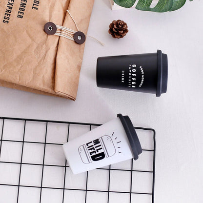 ROKEN stainless steel drinking cup with screw-on lid and reusable straw in COFFEE black colour